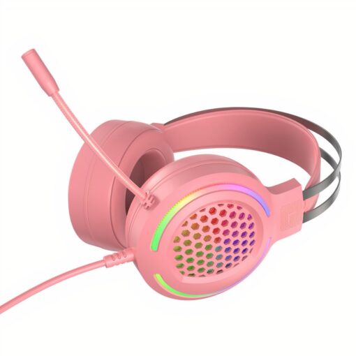 This Is The Product Image Of The Pink Hollow Textured Headset 3