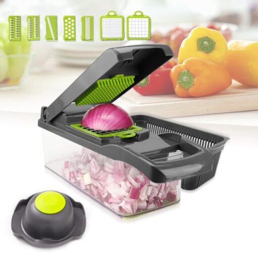 Multifunctional Vegetable Cutter Image Slicing An Onion In Detail