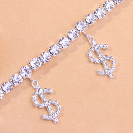 This Is A Product Detail Image Of The Dollar Pendant Anklet In Silver